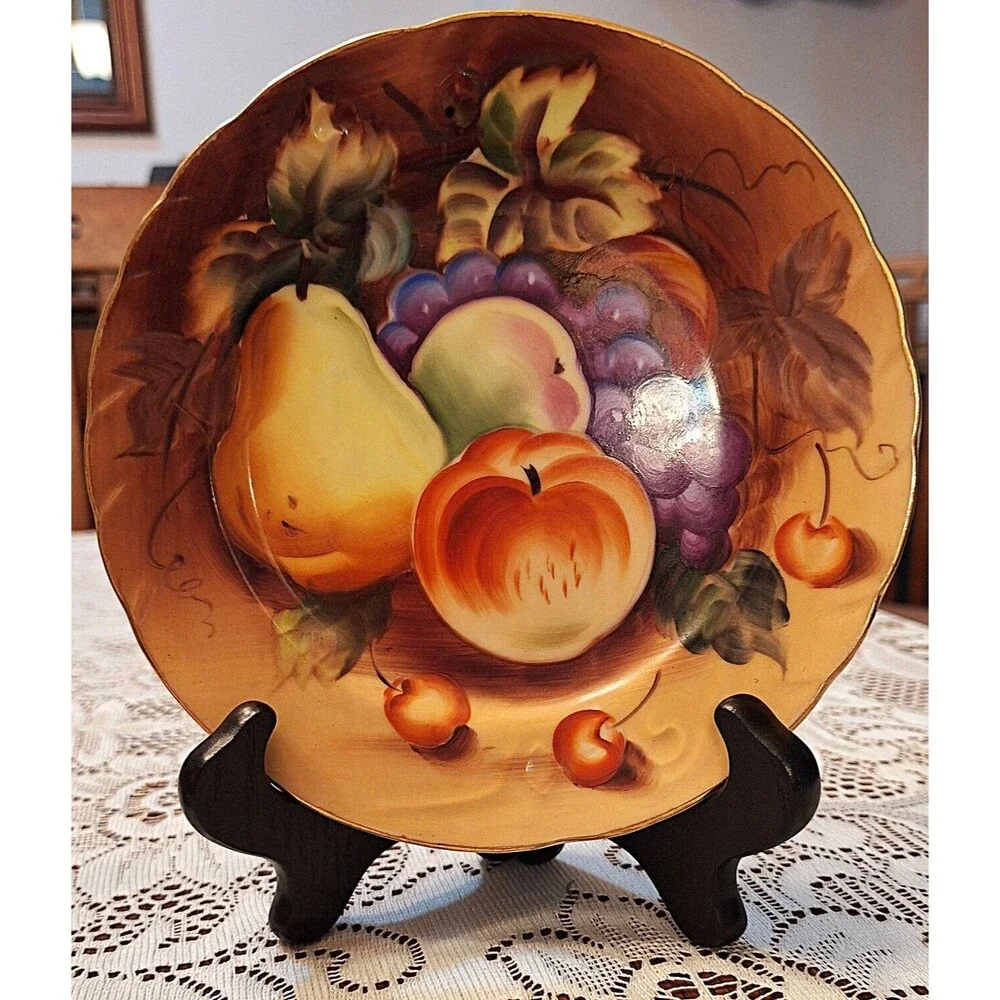 Vintage Lefton China #562 Hand Painted Plate Decorative Fruit 7